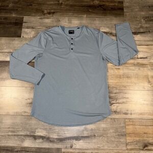 Cuts Clothing Henley Shirt Long Sleeve Gray Trim Fit Mens XL Stretch Tee